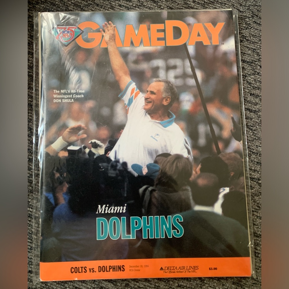 Vintage Gameday Program Magazine Dolphins vs Colts